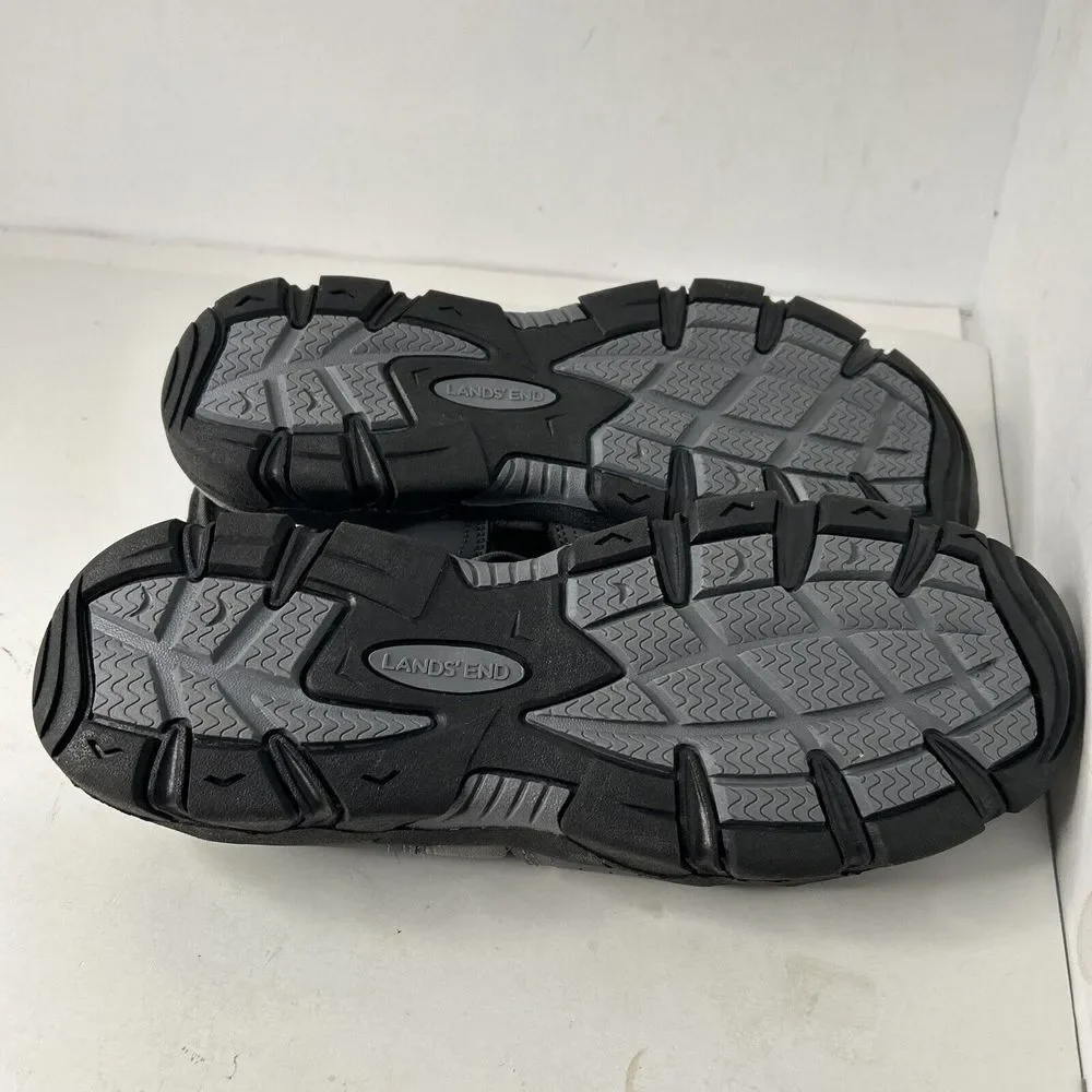 Lands End Mens Loca Water‎ Sports Sandals Gray BlackBungee Lace Up Leather 13D